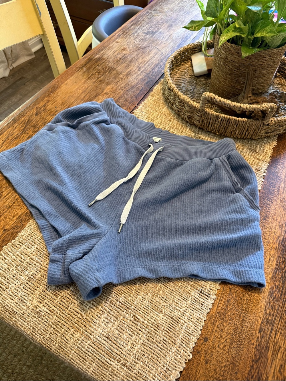 Aerie - Cozy Blue Waffle Knit Drawstring Shorts